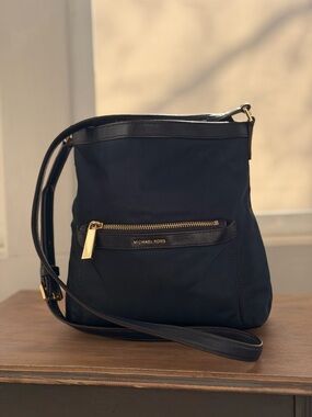 Michael Kors Blue Nylon Crossbody with Gold Hardware